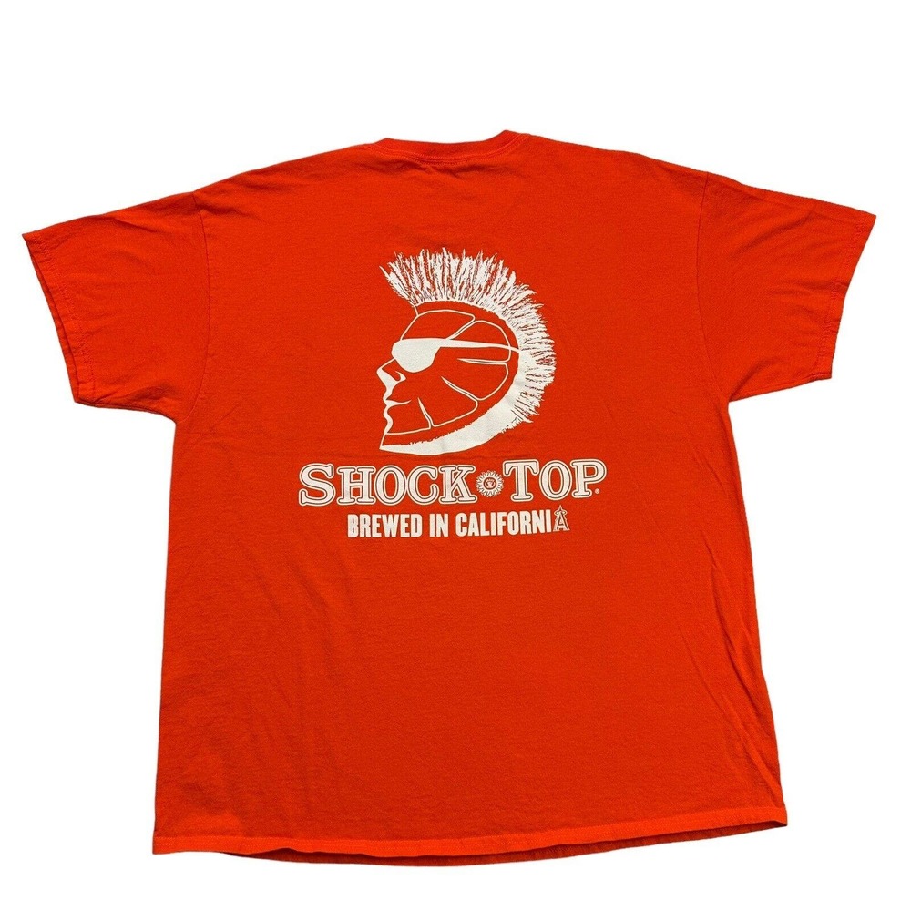 Shock Top Shirt Mens XL Orange White Beer Shock The Drought Short Sleeve